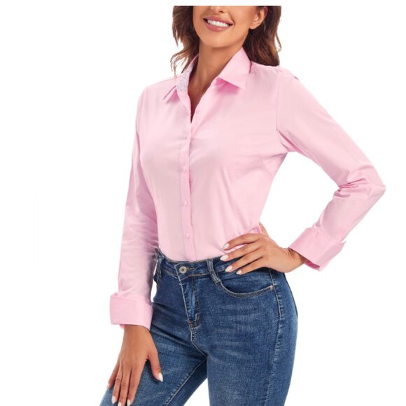 esabel c. Tops - Beautiful Esabel C. Pink Button Down Dress Shirt NWT M